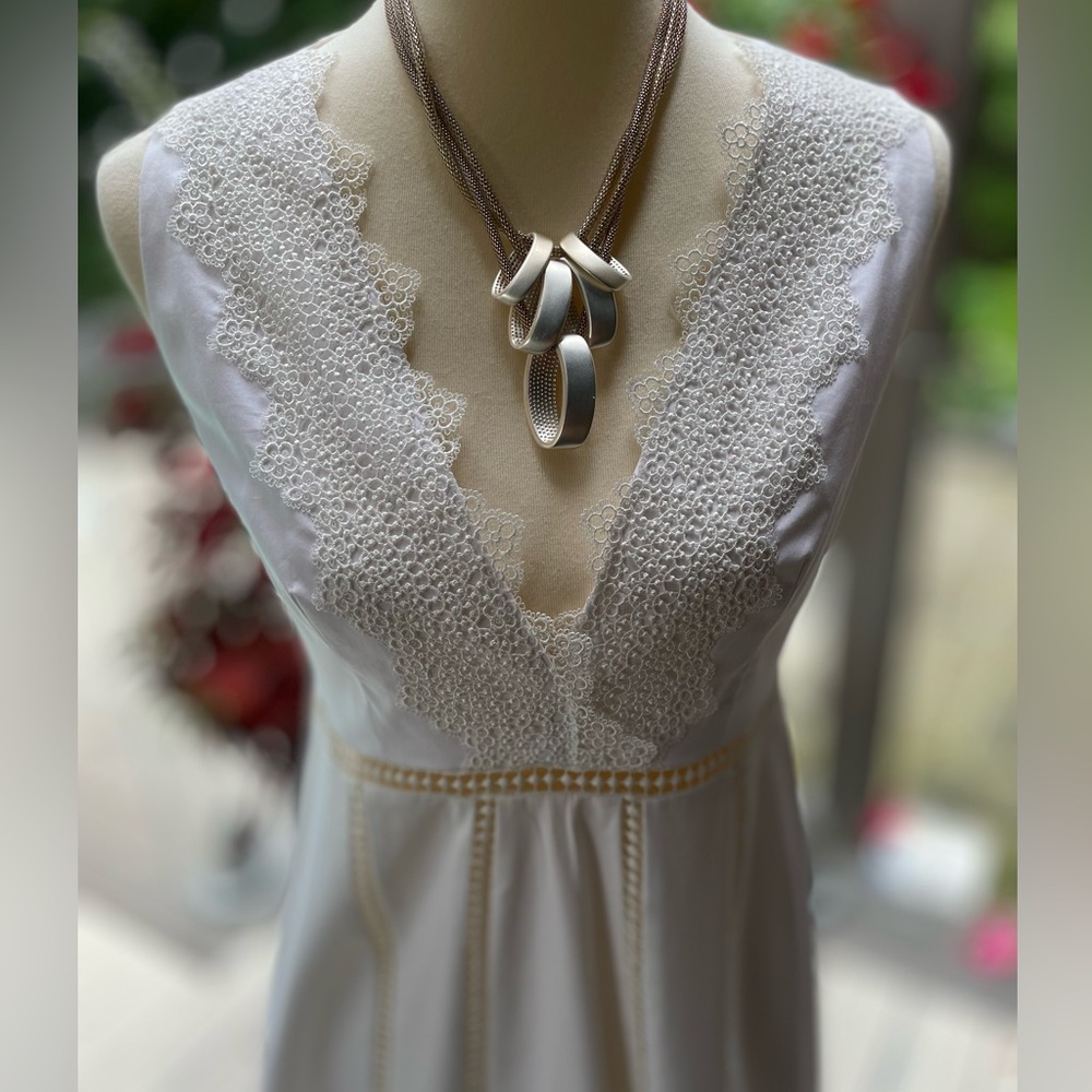 Ellie Tahari White Cotton Lace Dress